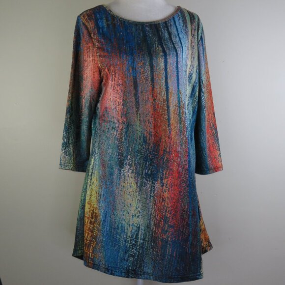Azalea by Firmiana Multicolor 3/4-Sleeve Pullover Stretch Tunic Size L (C1354) - Picture 2 of 7